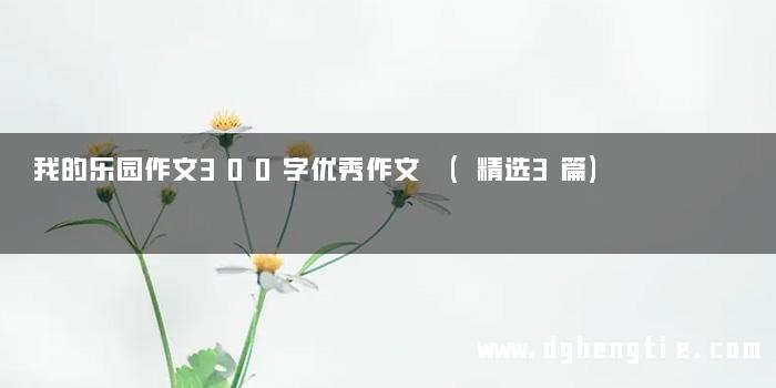 我的乐园作文300字优秀作文 (精选3篇)